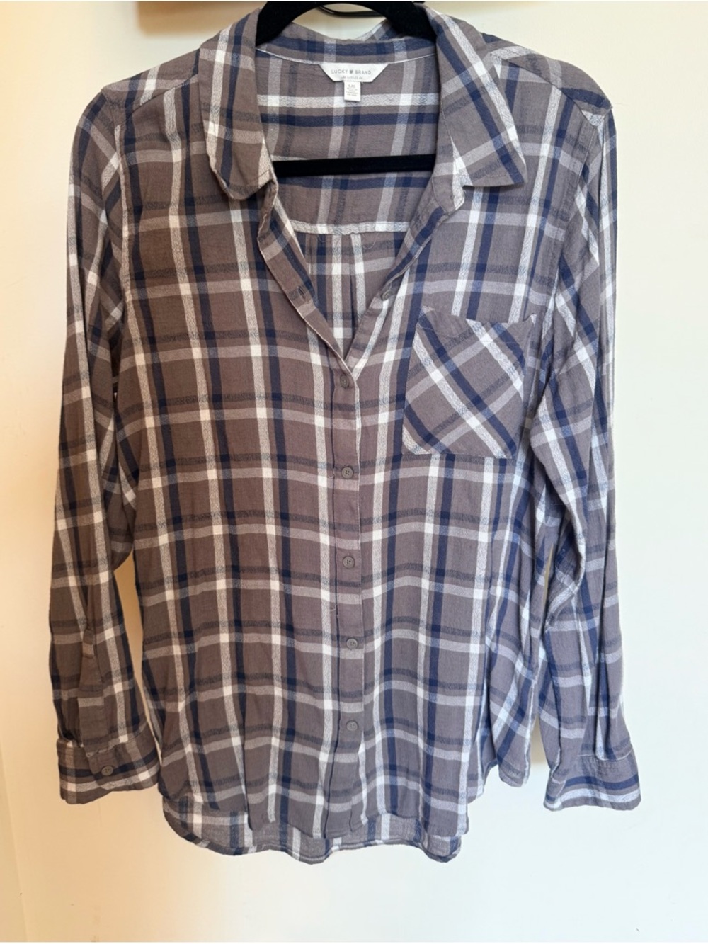 Lucky Brand Plaid Shirt in Blue and Gray